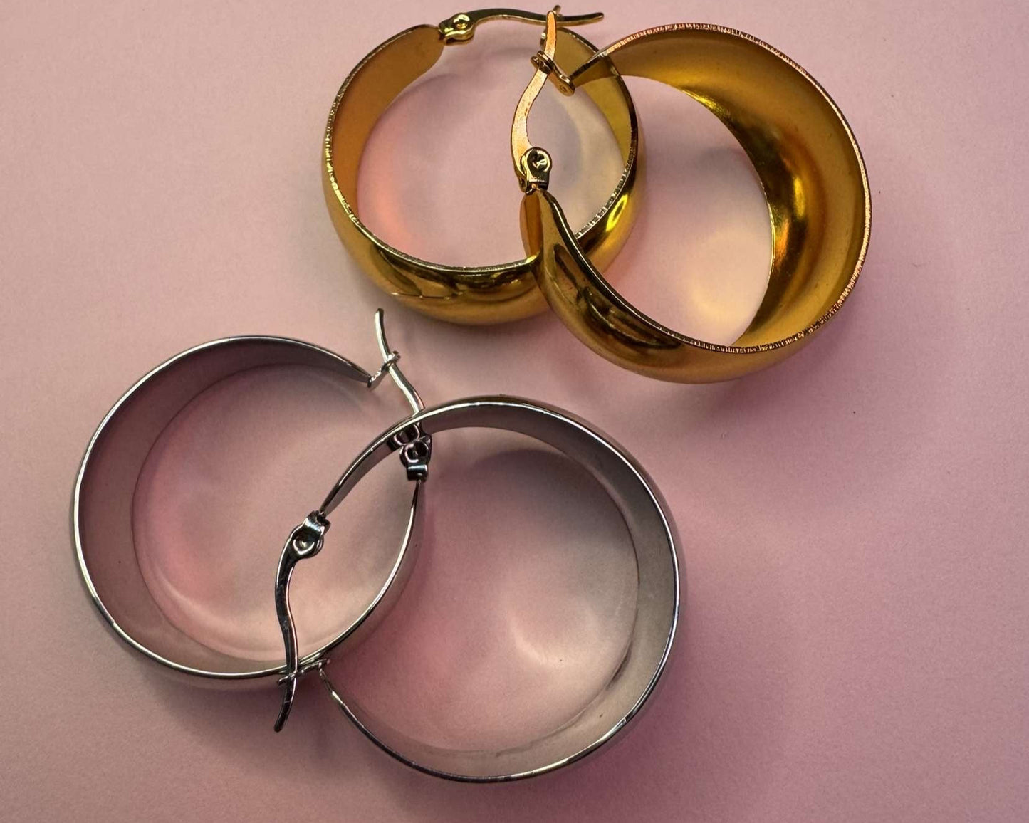 18K Stainless Steel Waterproof Tarnish Free Hoops
