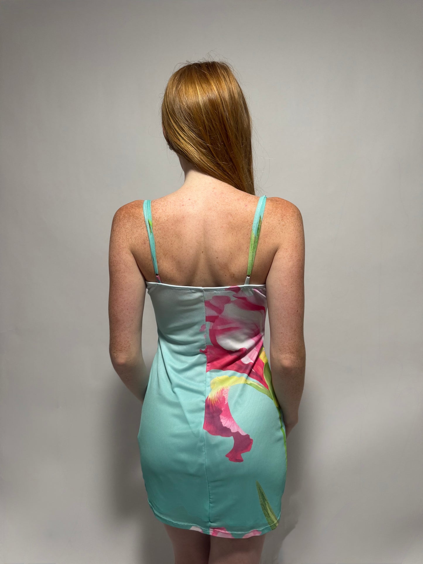 Emerald Floral Cowl Neck Mini Dress