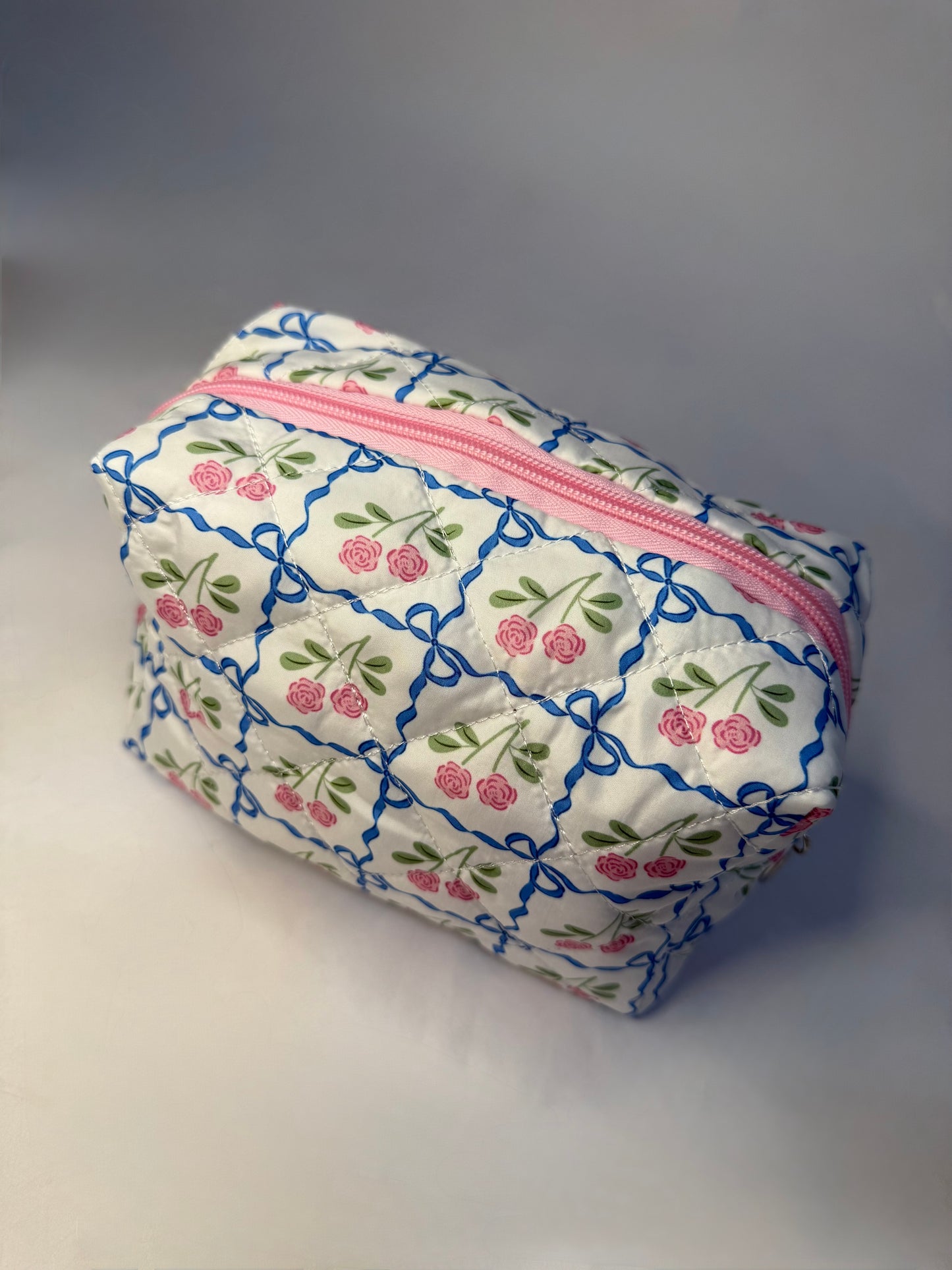 Floral Toile Pattern Makeup Cosmetic Pouch Bag