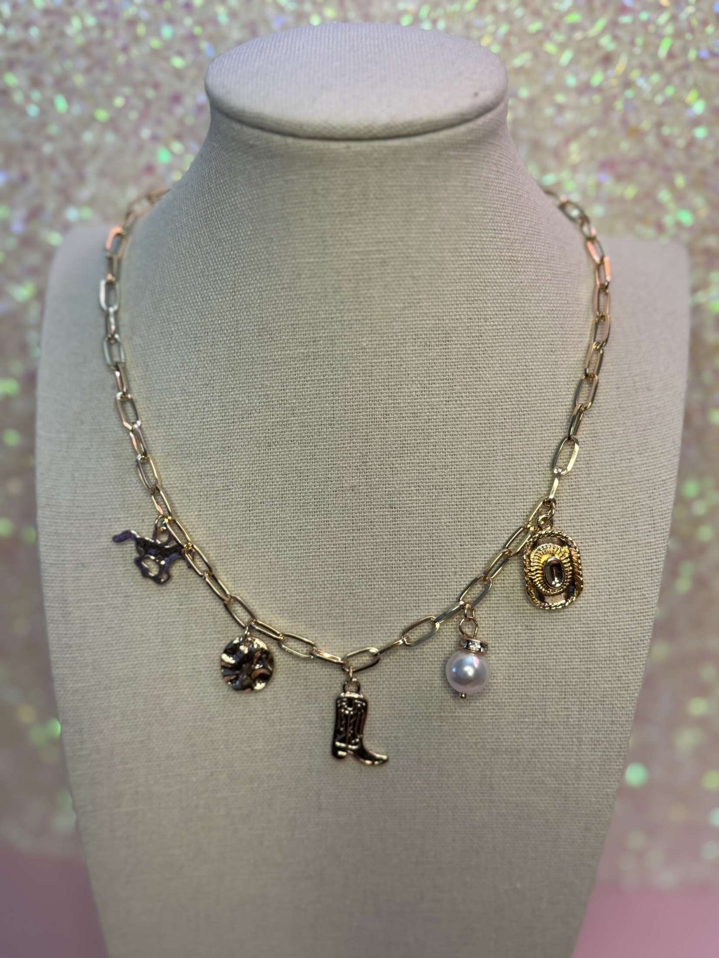 Gold Plated Western Charm Necklace