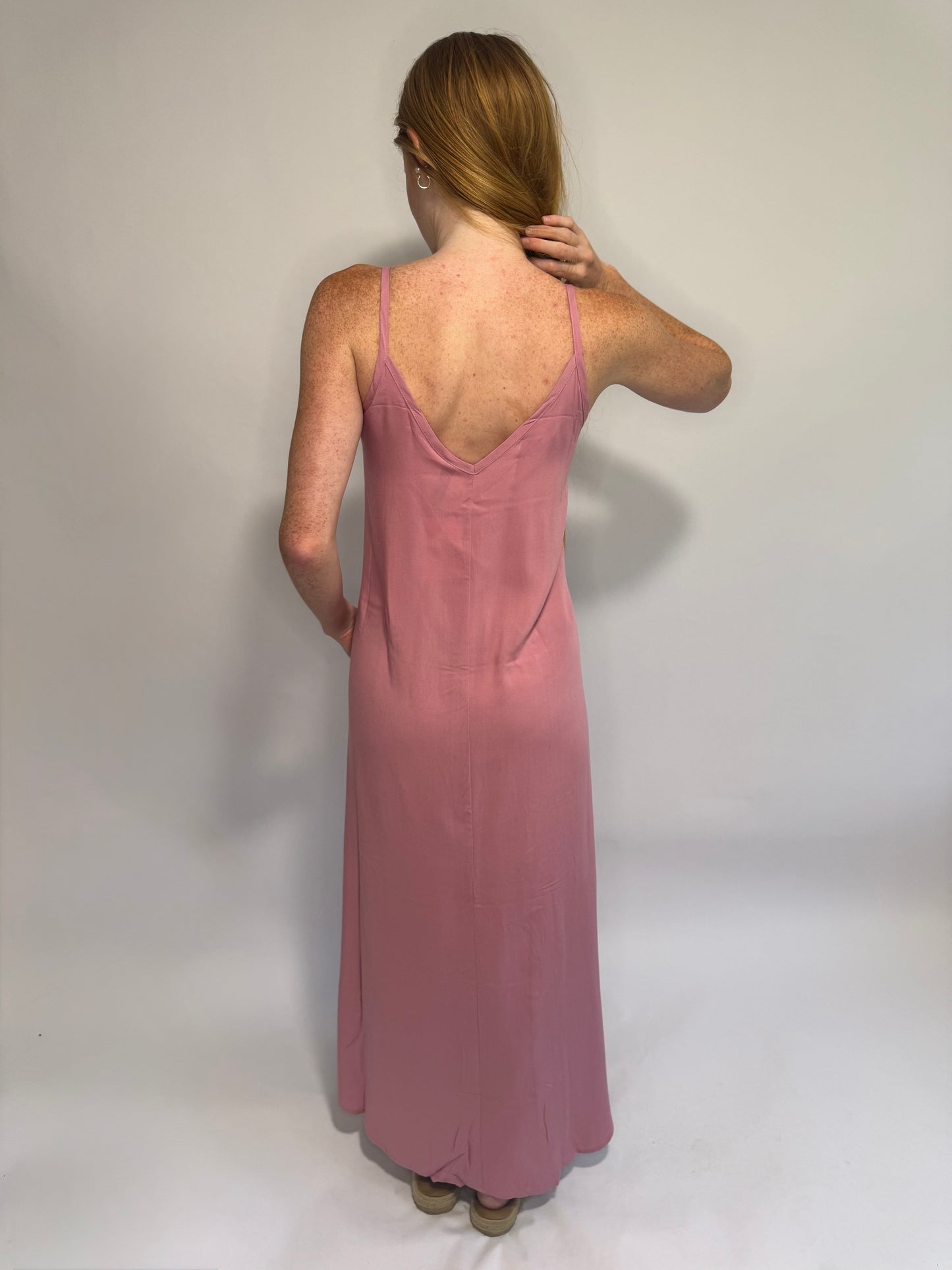 Rose Woven Arc Hem Cami Midi Dress
