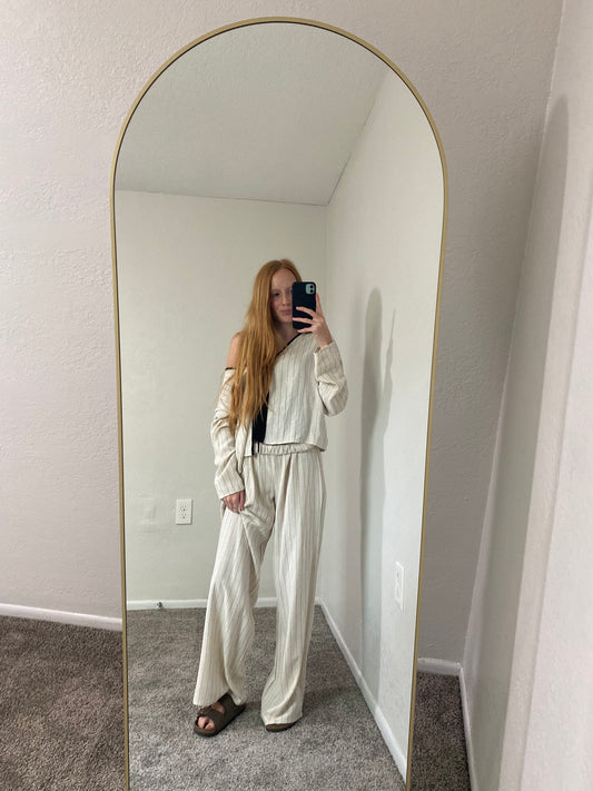 Linen Striped Top and Pant Set