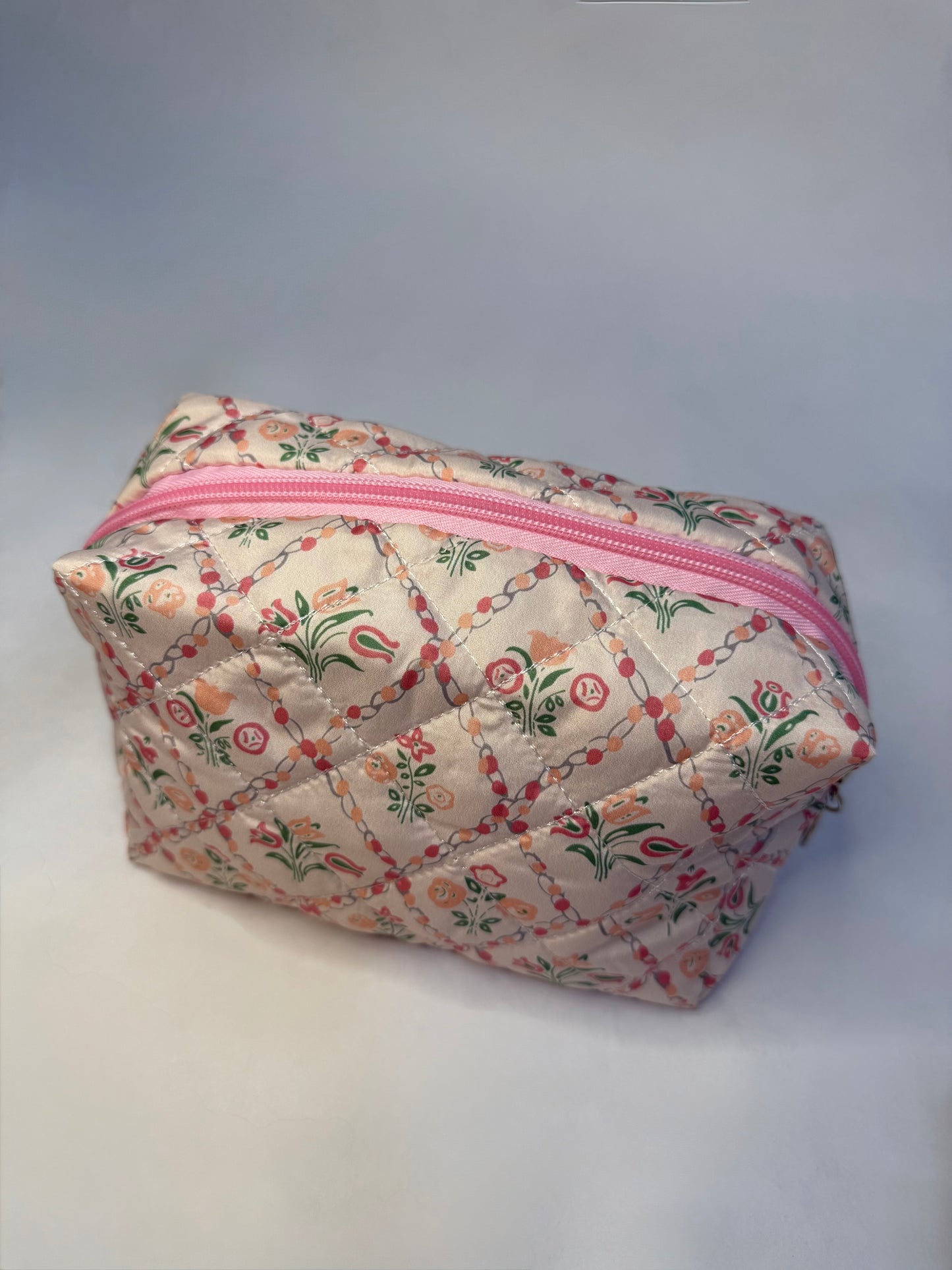 Floral Toile Pattern Makeup Cosmetic Pouch Bag