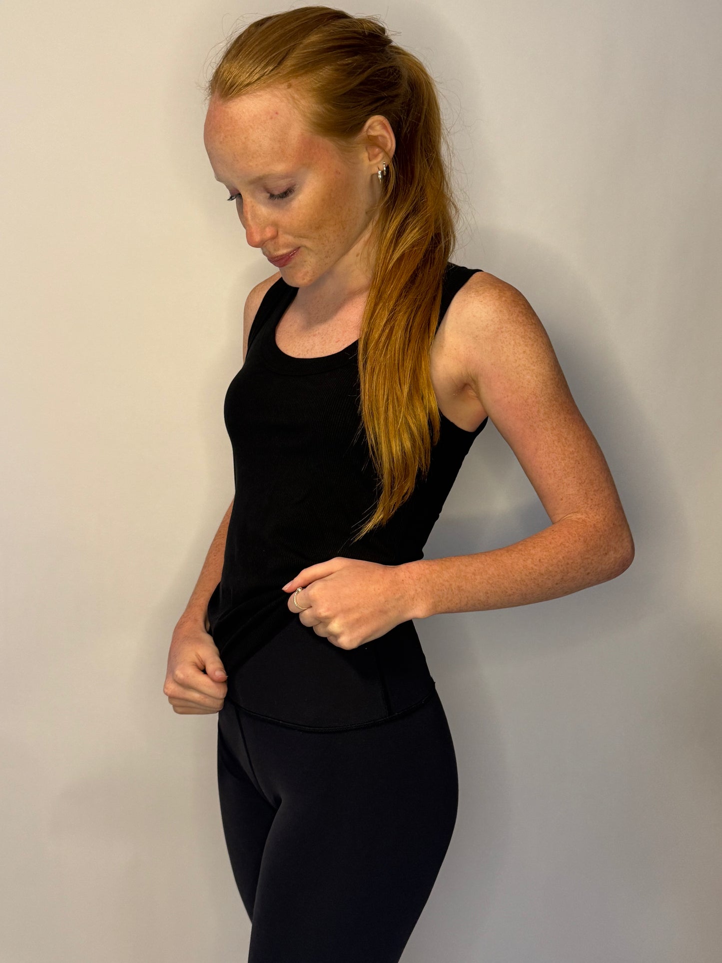 Black Ribbed Scoop Neck Tank Top