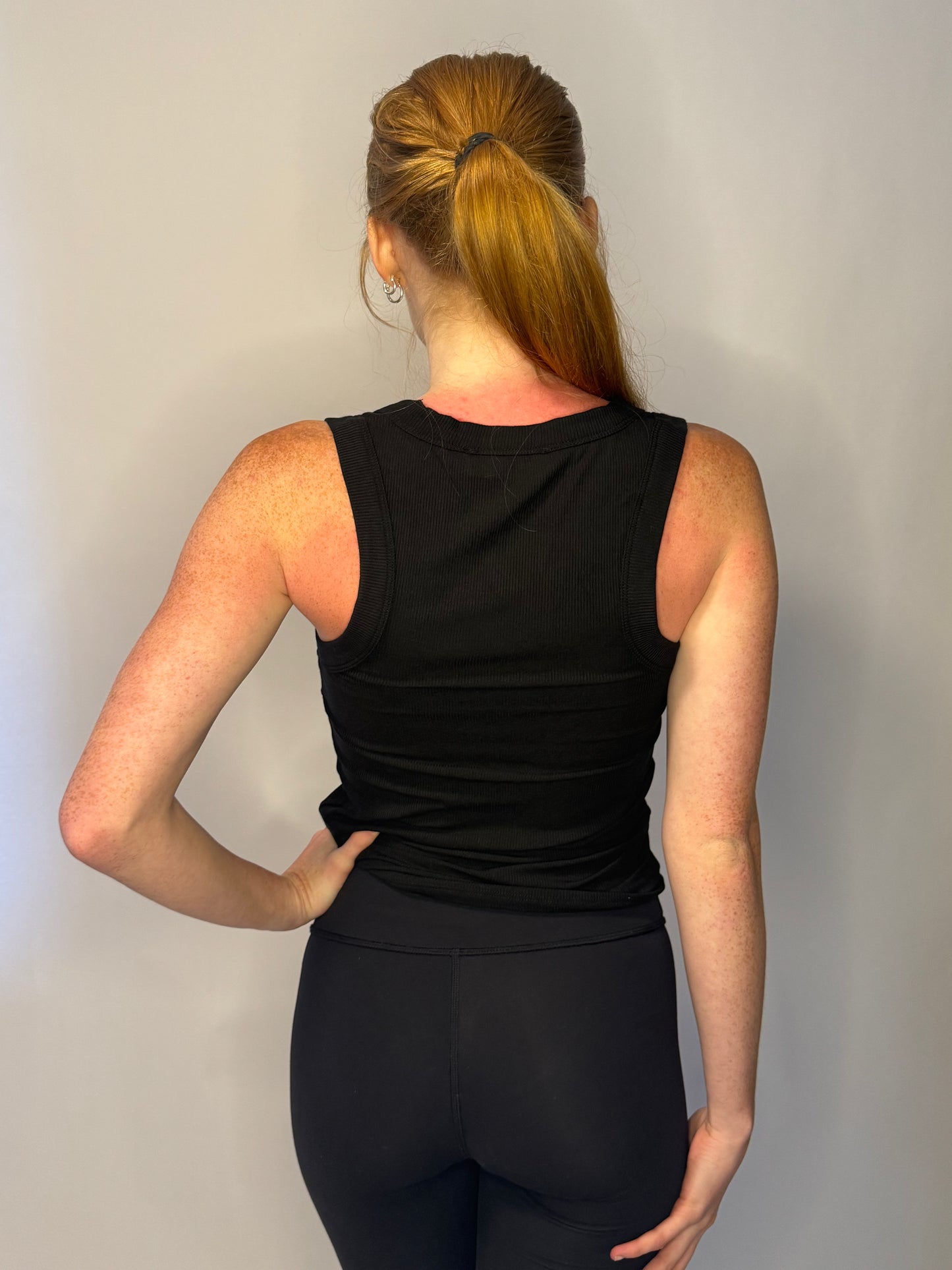 Black Ribbed Scoop Neck Tank Top