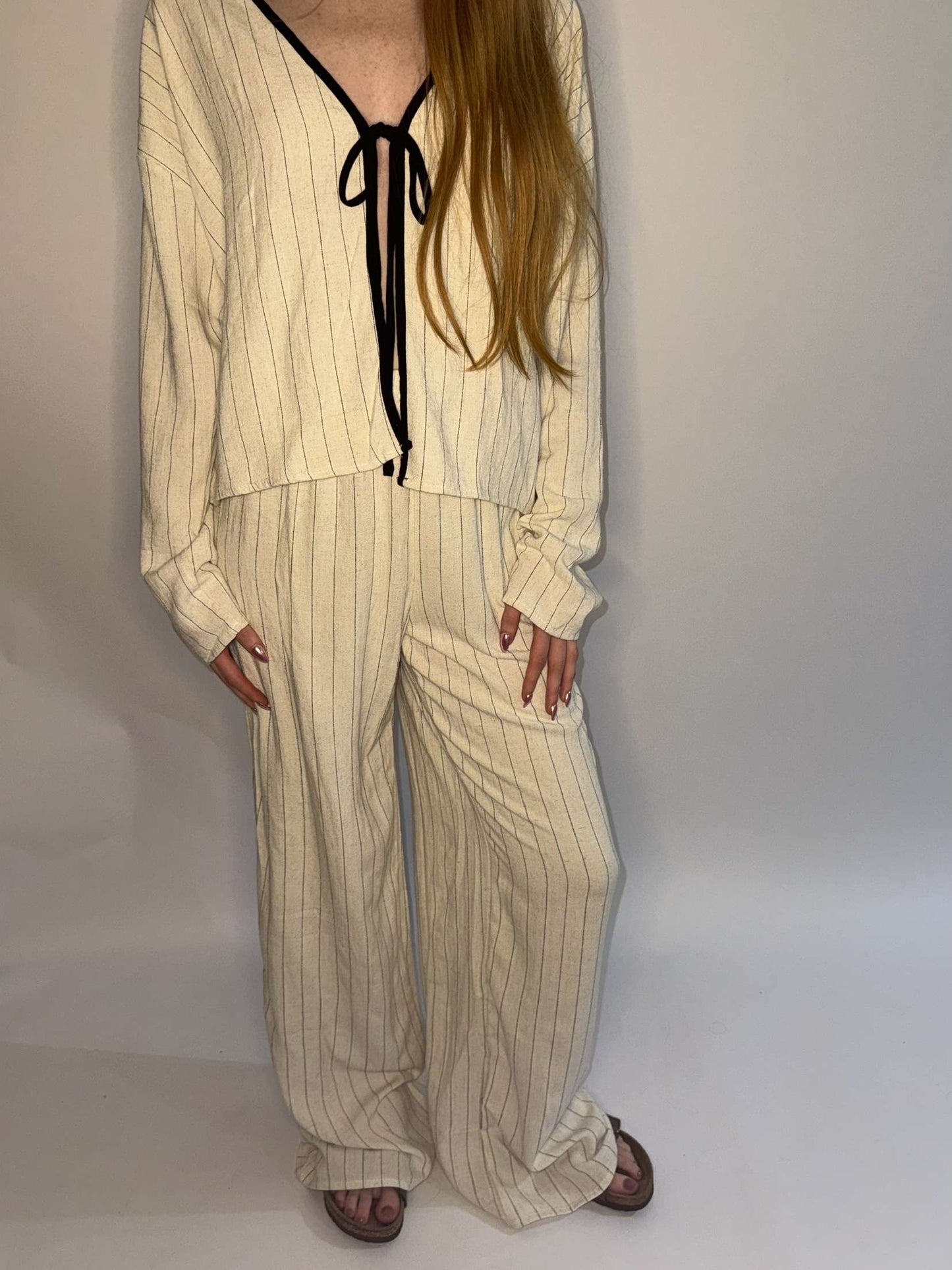Linen Striped Top and Pant Set