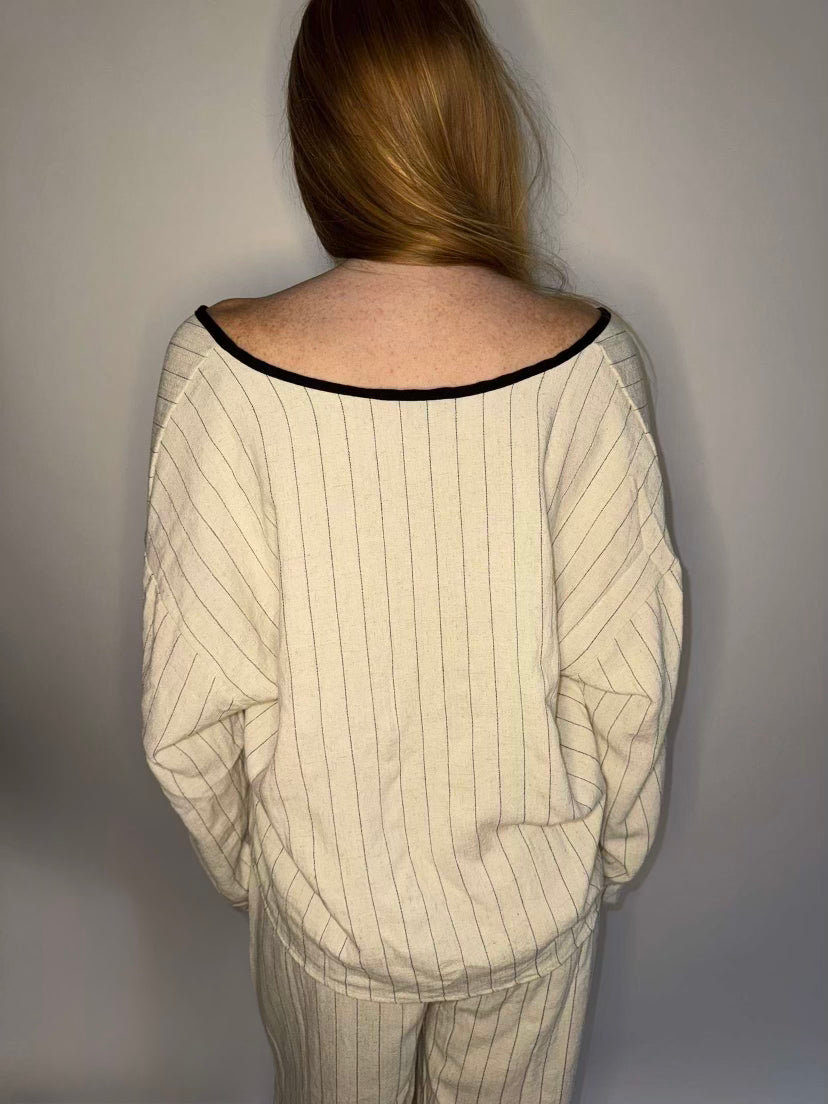 Linen Striped Top and Pant Set