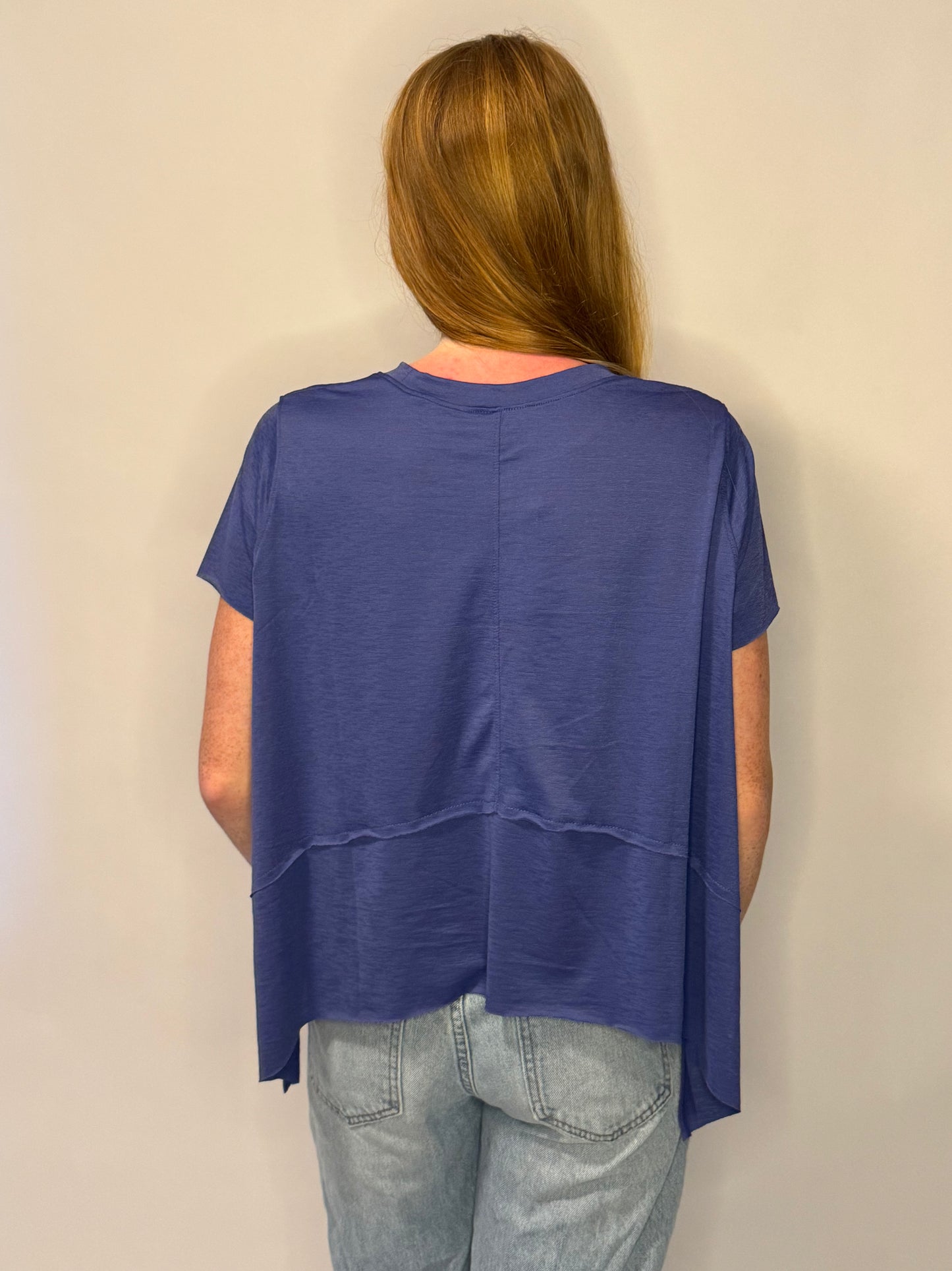 Marlin Shark Bite Side Slit Short Sleeve Top